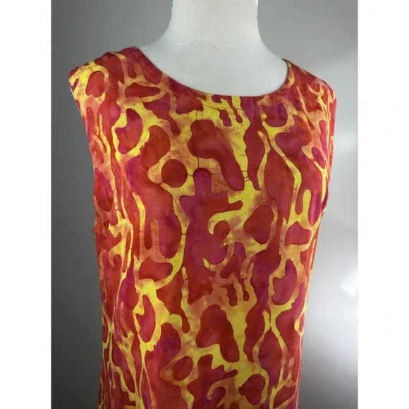 Bali Batiks Hand Painted Resort Wear Sleeveless Dress Bali Beachy Plus Size 1X - Picture 4 of 14
